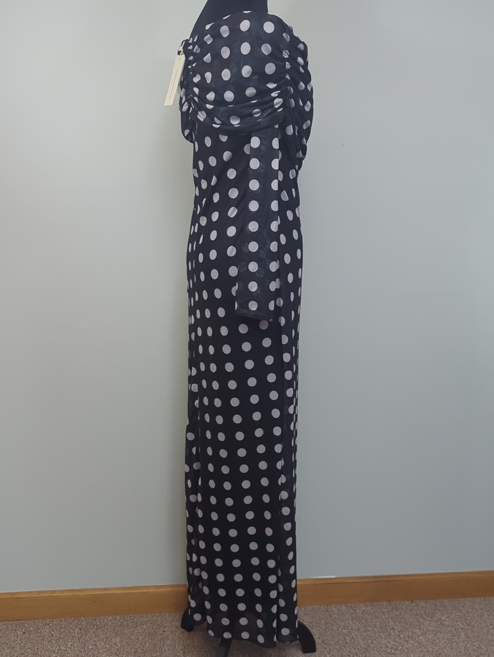 Black and White Polka Dot Maxi Dress - Picture 8 of 11